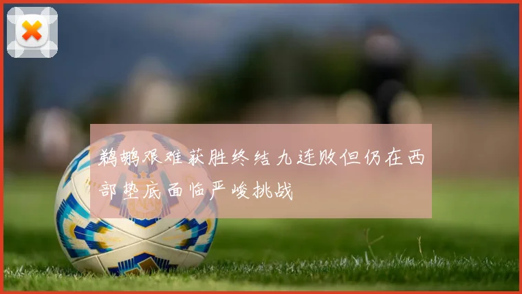 鹈鹕艰难获胜终结九连败但仍在西部垫底面临严峻挑战